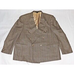 Bartolini 100%‎ Silk Sport Coat Blazer Jacket S 44 Houndstooth Check Vintage